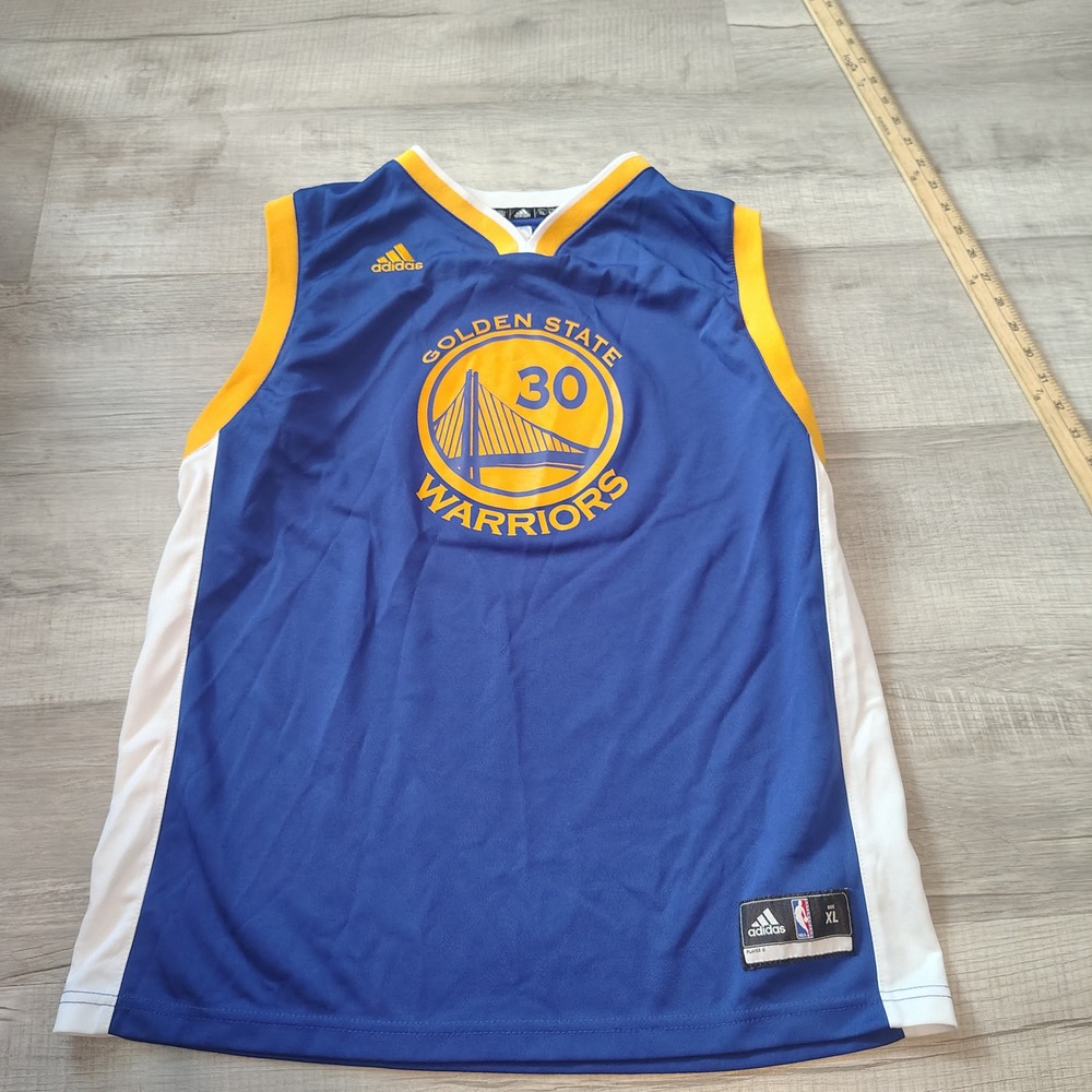 Adidas Golden State Warriors Stephen Curry 30 Jersey Kids XL 18/20 Blue NBA